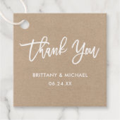 Étiquettes Cadeau Mariage de script de brosse moderne Kraft Merci (Devant)
