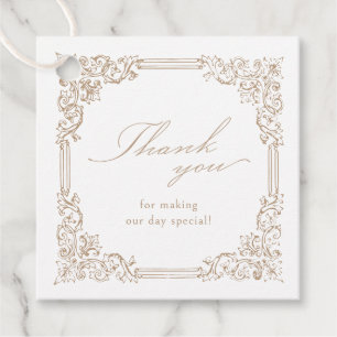 Étiquettes Cadeau Mariage de script élégant pour cadre Vintage neutr