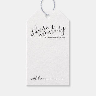 Étiquettes-cadeau mariage de script moderne 'Partager une mémoire'