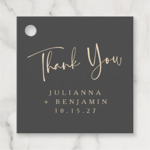 Étiquettes Cadeau Mariage de script noir minimaliste élégant personn