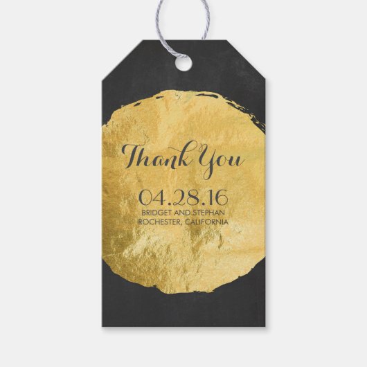 Étiquettes-cadeau Mariage de tableau noir Gold Foil (Devant)