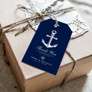 Étiquettes-cadeau Mariage de thème nautique Ancre Personnalisé Marin
