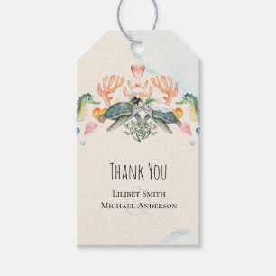 Étiquettes-cadeau Mariage de tortues de mer avec cadeau de mariée et