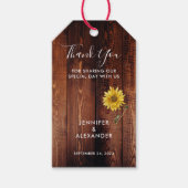 Étiquettes-cadeau Mariage de tournesol en bois rustique merci (Devant)