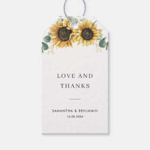 Étiquettes-cadeau Mariage de tournesol floral Eucalyptus