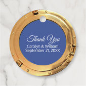 Étiquettes Cadeau Mariage de trou de port en laiton nautique (Dos)