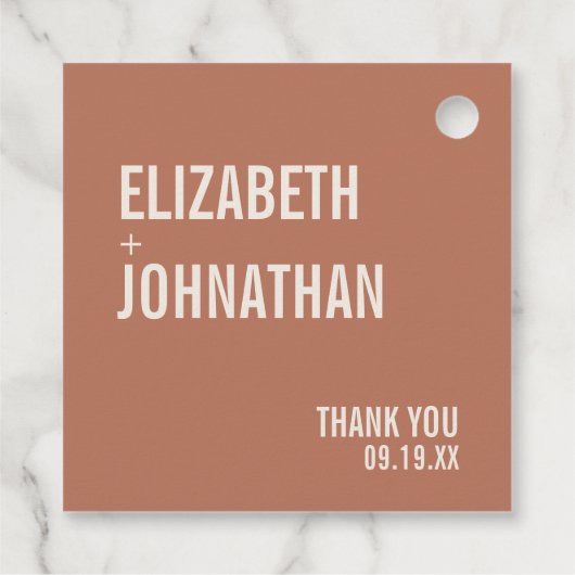 Étiquettes Cadeau Mariage de typographie Boho simple Merci (Dos)