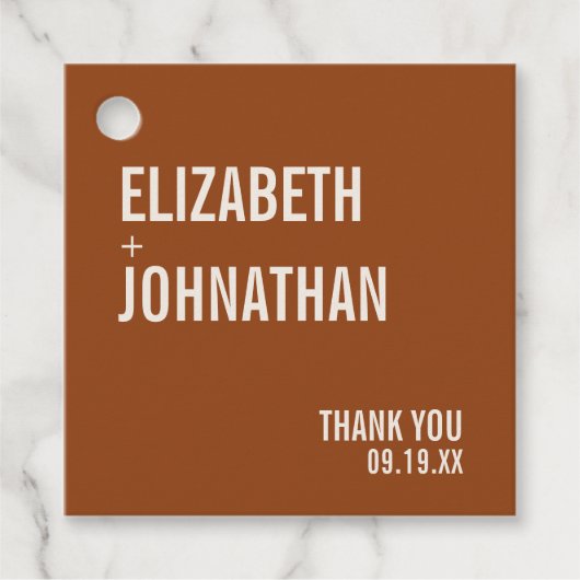 Étiquettes Cadeau Mariage de typographie Boho simple Merci (Devant)