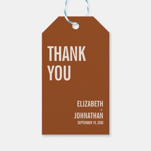 Étiquettes-cadeau Mariage de typographie Boho simple Merci (Devant)