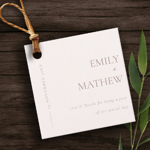 ÉTIQUETTES CADEAU MARIAGE DE TYPOGRAPHIE ROSE BLANC MINIMAL DOUX