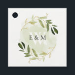 ÉTIQUETTES CADEAU MARIAGE DE VAGUE DE COULEUR D'EAU DE FOLIAGE VERT<br><div class="desc">Pour toute autre personnalisation ou tout autre élément correspondant,  n'hésitez pas à me contacter à l'adresse yellowfebstudio@gmail.com</div>