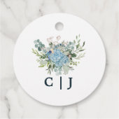 Étiquettes Cadeau Mariage de verdure bleu rustique Floral (Dos)