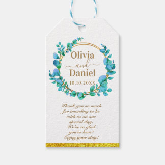 Étiquettes-cadeau Mariage de verdure dorée botanique Bienvenue