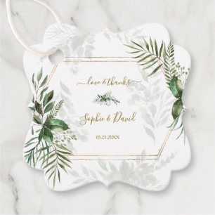 Étiquettes Cadeau Mariage de verdure géométrique Rose de luxe