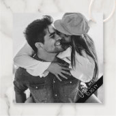 Étiquettes Cadeau Mariage Décontracté moderne noir et blanc (Dos)