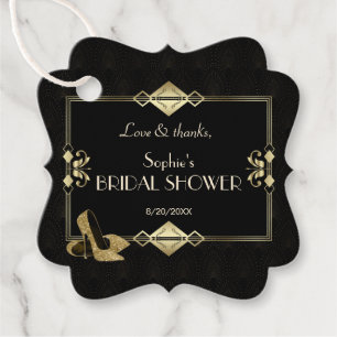 Étiquettes Cadeau Mariage des années 1920 de luxe Royal Gold Black A