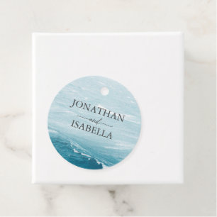 Étiquettes Cadeau Mariage d'été au bord de la mer bleue ondulée ombr