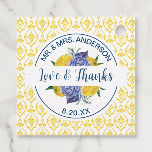 Étiquettes Cadeau Mariage d'été moderne citron citron (Dos)