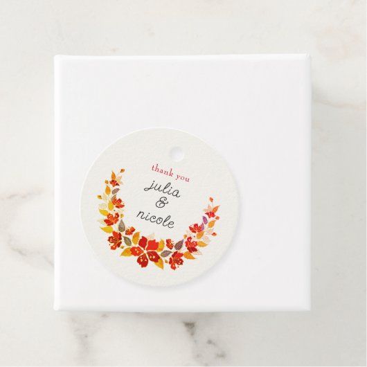 Étiquettes Cadeau Mariage d'hibiscus tropicaux d'Orange brulé (En situation)