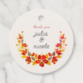 Étiquettes Cadeau Mariage d'hibiscus tropicaux d'Orange brulé (Devant)