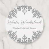 Étiquettes Cadeau Mariage d'hiver flocon de neige argenté (Dos)