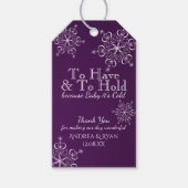 Étiquettes-cadeau Mariage d'hiver Snowflakes violet (Devant)
