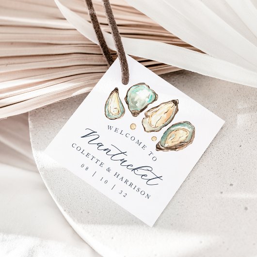 Étiquettes Cadeau Mariage d'huîtres d'aquarelle côtière