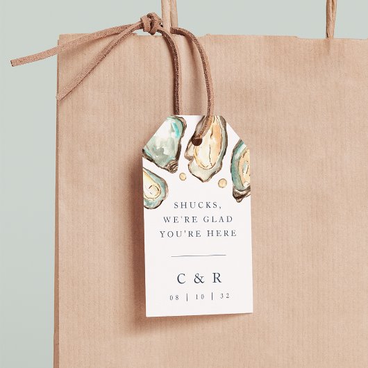 Étiquettes-cadeau Mariage d'huîtres d'aquarelle côtière