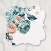 Étiquettes Cadeau Mariage diamant Turquoise et Pêche Rose (Dos)