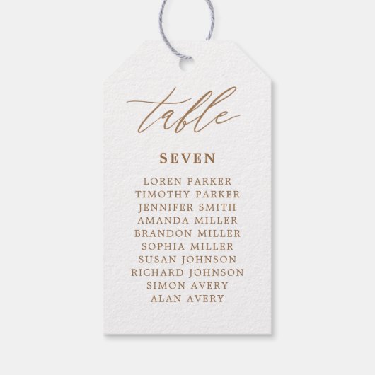 Étiquettes-cadeau Mariage d'or rustique Numéros de table Faveurs de (Dos)