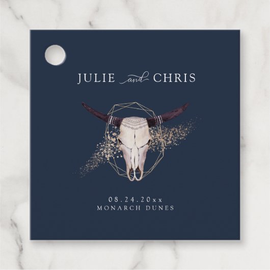 Étiquettes Cadeau Mariage du crâne Boho Chic Steer (Devant)