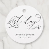 Étiquettes Cadeau Mariage du jour le plus beau écriture élégante (Devant)