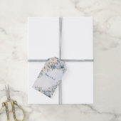 Étiquettes-cadeau Mariage Dusty Blue Watercolor Fleurs d'ivoire Feui (Avec de la ficelle)