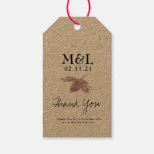 Étiquettes-cadeau Mariage Écologique Aquarelle Feuille Botanique B