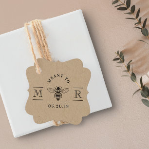 Étiquettes Cadeau Mariage Élégant Abeille Prévue Miel de Mariage