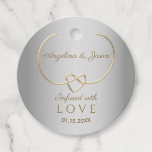 Étiquettes Cadeau Mariage élégant argent et or