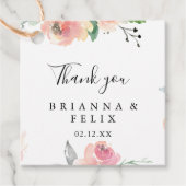 Étiquettes Cadeau Mariage Élégant aux Fleurs Rose Pâle (Devant)