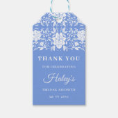 Étiquettes-cadeau Mariage élégant avec motif floral en bleu chinoise (Devant)