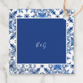 Étiquettes Cadeau Mariage élégant bleu grec et blanc (Dos)