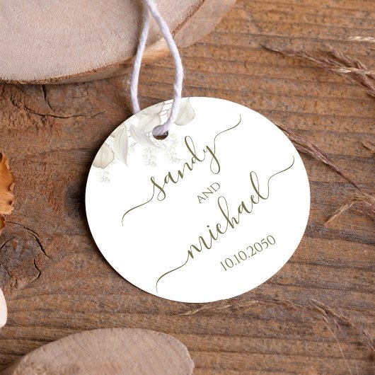 Étiquettes Cadeau Mariage Élégant Calligraphie Script Sage Vert