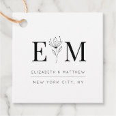 Étiquettes Cadeau Mariage Élégant Chic Moderne Monogramme Foliage (Devant)