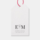 Étiquettes-cadeau Mariage Élégant Chic Moderne Monogramme Foliage (Devant)