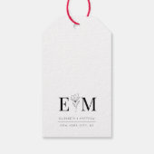 Étiquettes-cadeau Mariage Élégant Chic Moderne Monogramme Foliage (Dos)