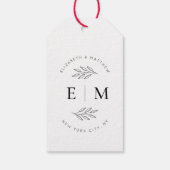 Étiquettes-cadeau Mariage Élégant Chic Moderne Simple Chic Monogramm (Dos)