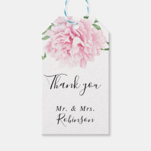 Étiquettes-cadeau Mariage élégant de la pivoine rose florale botaniq