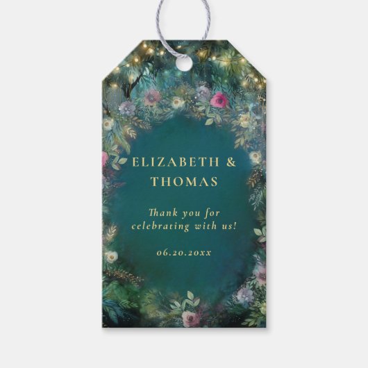 Étiquettes-cadeau Mariage élégant des Roses de la forêt enchantée (Devant)