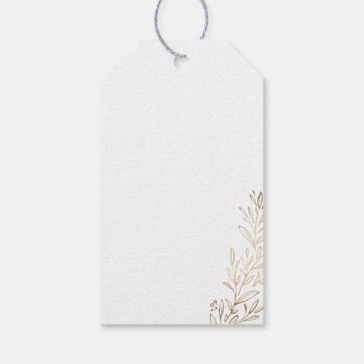 Étiquettes-cadeau Mariage élégant et botanique en or doré (Dos)