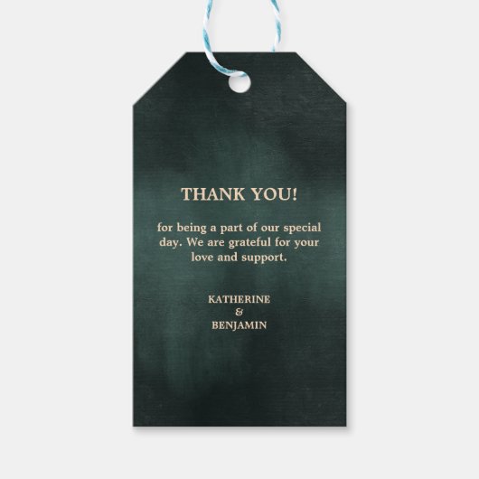 Étiquettes-cadeau Mariage élégant et moderne Emerald Green Black (Devant)