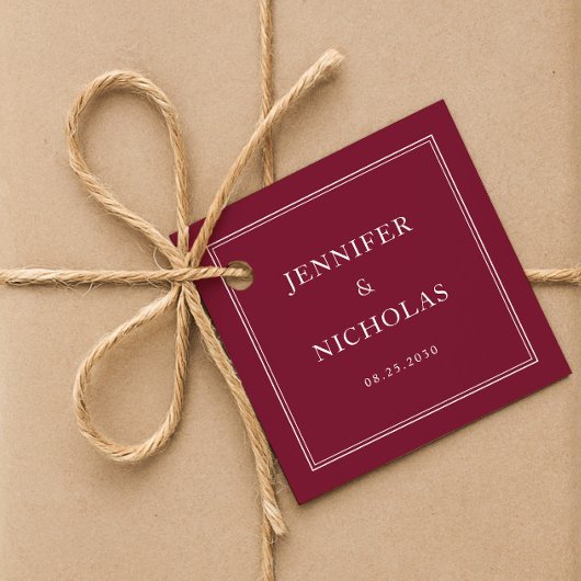 Étiquettes Cadeau Mariage Élégant Formel Bourgogne