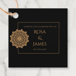 Étiquettes Cadeau Mariage élégant noir et or – Cadeau personnalisé